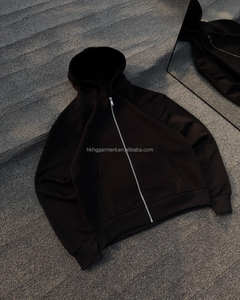 Sudadera con capucha extragrande con cremallera completa, logotipo personalizado con estampado en relieve, estilo Y2K, de algodón, estilo urbano, sudaderas con cremallera completa en blanco, de fábrica - Product Image 1