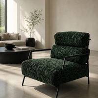 Fauteuil lounge contemporain italien minimaliste à dossier roulant cylindrique à deux niveaux |    Fauteuil d'appoint en bouclette vert forêt pour villa