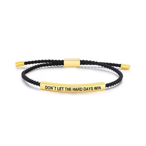 Minimalist Stainless Steel Engraved Bracelet Adjustable <b>Braided</b> <b>Pink</b> Gift Jewelry - Product Image 3