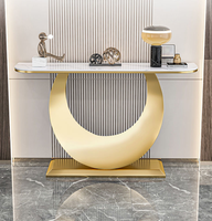 Table console de luxe dorée pour salon, design nordique moderne, en acier inoxydable, pour entrée