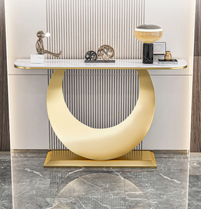Mesa Consola de Lujo Dorada <span class=keywords><strong>para</strong></span> Sala de Estar, Diseño Nórdico Moderno, Mesa Consola de Acero Inoxidable <span class=keywords><strong>para</strong></span> Entrada - Product Image 1