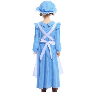 Disfraz de Niña Pionera Lolita 2026 para Niños, Vestido Colonial Azul con Mangas Largas para Halloween, Inspirado en Películas y Series de Televisión - Product Image 5