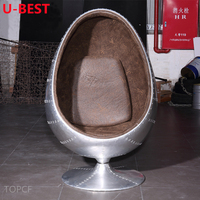 Fauteuil de relaxation vintage en cuir et aluminium U-Best Spitfire, Cadeira Chaises Silla Sillones Stuhl, salon