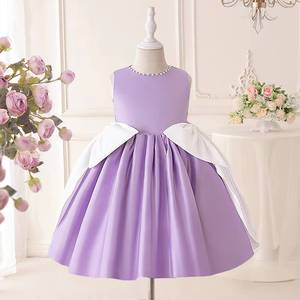 Robe de princesse élégante sans manches pour filles, avec grand nœud et tulle bouffant, idéale pour les fêtes d'anniversaire des enfants, les spectacles et les déguisements de scène - Product Image 3