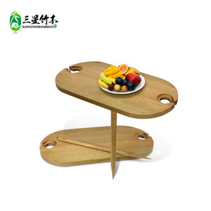 Mesa de playa transfronteriza de bambú y madera, mesa de vino de bambú para exteriores, plegable y adaptable a la bañera, mesa auxiliar - Product Image 2