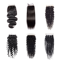 Extensions de cheveux 100% naturels avec closure frontale HD transparente et mèches, styles raides et ondulés, vente en gros