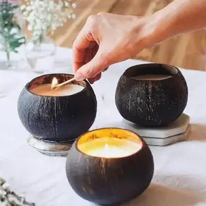 环保100% 天然香味大豆蜡椰子碗小贝壳蜡烛批发儿童大豆蜡烛椰子蜡烛