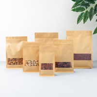 100% sac en papier de café debout personnalisé de qualité alimentaire fond plat pochette en papier kraft brun sac à fermeture éclair avec logo imprimé