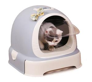 Caja de arena para gatos semiautomática de plástico grande para limpieza de excrementos - Product Image 2