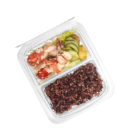 Boîtes d'emballage pour salades à emporter en PET/rPET, 2 compartiments, contenants en plastique pour salades de fruits avec couvercle anti-effraction