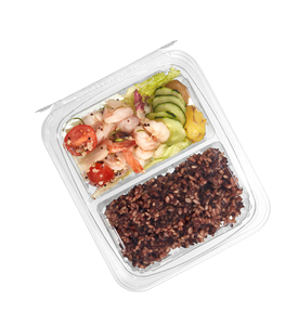 Boîtes d'emballage pour salades à emporter en PET/rPET, 2 compartiments, contenants en plastique pour salades de fruits avec couvercle anti-effraction - Product Image 4