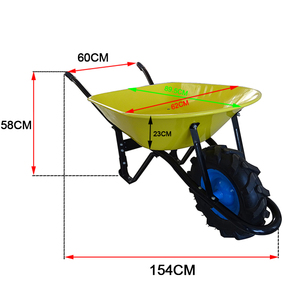 Тачка строительная Qdgiant WB7400R усиленная, грузоподъемность 160 кг, объем 78 л, пневматическое колесо 4.00-8 дюймов, сертификат GS, сталь/пластик - Product Image 2