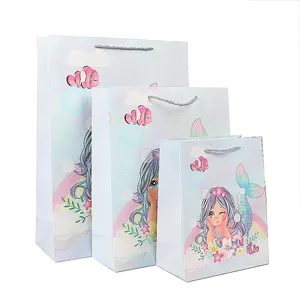 Pemasok Little Mermaid China tas rakit kemasan pesta ulang tahun anak-anak kustom dapat dicetak dengan Logo dan pola apa pun
