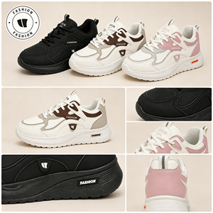 <strong>Women</strong> Fashion Color Block <strong>Trainers</strong> Lace up Closure Height Boosting Thick Platform Sole Anti Slip Casual Sneakers - Product Image 3