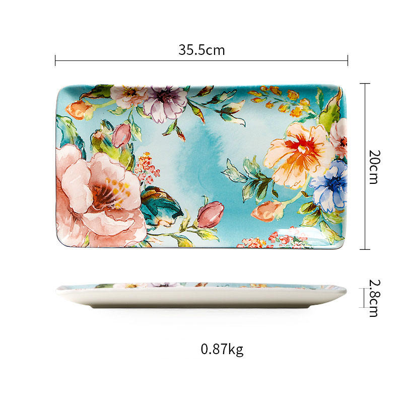 Grande assiette rectangulaire de 14 pouces