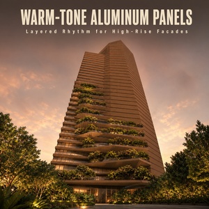 Panneau de bardage mural en aluminium ton chaud pour façade de bâtiment de grande hauteur - Product Image 1