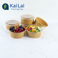 Conteneur alimentaire jetable en papier biodégradable imprimé sur mesure, 500 à 750 ml, avec couvercle transparent pour sandwichs, salades de fruits, bar à salades