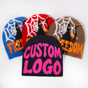 <span class=keywords><strong>Gorro</strong></span> de punto jacquard de fibra con letras personalizadas, gorros cálidos de lana 100% acrílica, <span class=keywords><strong>gorro</strong></span> de hip hop Y2K de primera calidad con logo jacquard - Product Image 4