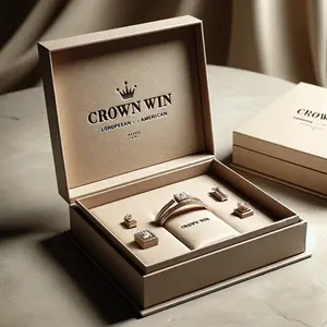 Corona vincente scatola anello di fascia alta in cartone mini collana da viaggio confezione di gioielli e confezione regalo di visualizzazione set completo con logo scatole di carta