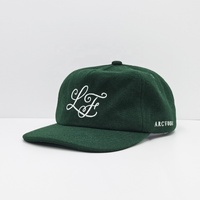 Casquette d'hiver unisexe en laine verte personnalisée avec logo brodé, casquette non structurée à 5 panneaux, bande intérieure personnalisée