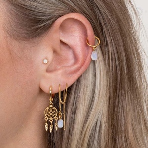 Gemnel حالمة نظرة مجوهرات 925 الفضة 18K الذهب مطلي زاك سحر هوب أقراط - Product Image 2