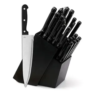 Ensemble de couteaux de cuisine 21 pièces avec bloc de bois, affûtage automatique pour ensemble de couteaux de Chef manche en ABS