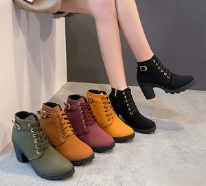 Botines Clásicos de Mujer con Plataforma y Tacón Grueso, Cierre de Cremallera Lateral y Cordones, con Función de Aumento de Altura - Product Image 2