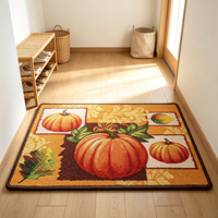 Herbst-Ernte Kürbis-Muster Dekorative Fußmatte, Anpassbare Rutschfeste Wasserdichte Polyester-Eingangsmatte für Thanksgiving