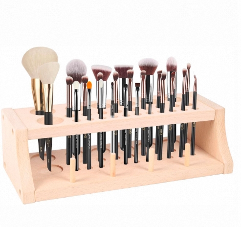 Wooden makeup brush holder dressing table ornament slot style pen holder makeup accessories storage base