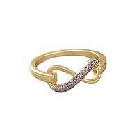 Bague Croix Ajourée en Cuivre Plaqué Or 18 carats avec Zircons Micro-Pavés, Design Boucle Infinie, Qualité Supérieure, Polyvalente et Tendance pour Femme