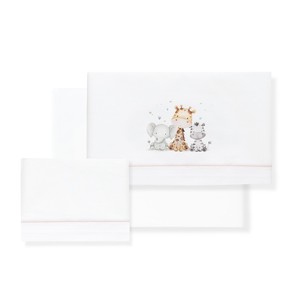 3 pezzi Jirafa Elefante modello per neonati Set trapunta per neonati lettino in cotone lino impermeabilizzante ed elasticizzato - Product Image 1