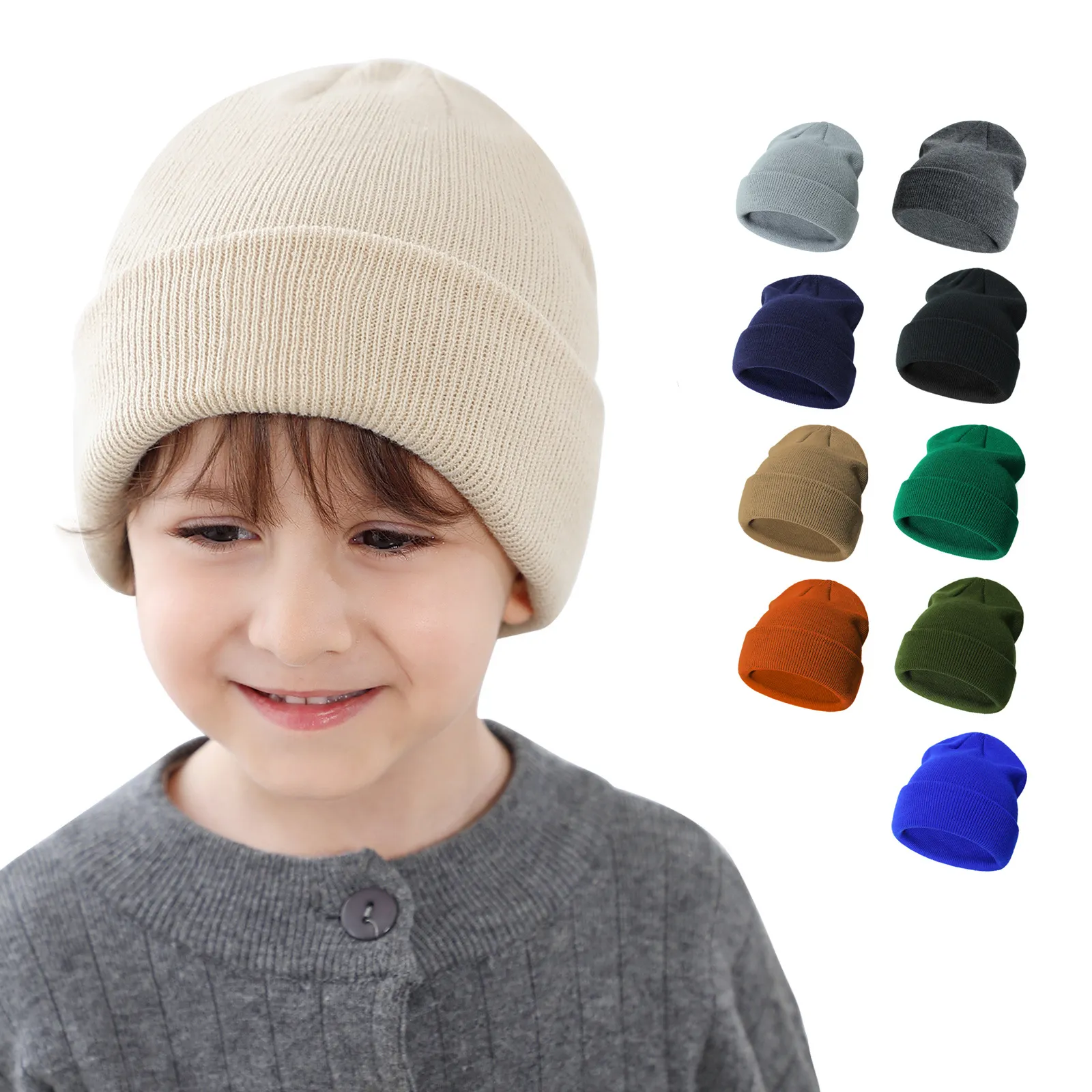 Çocuklar akrilik izle şapka bebek bere boş kış şapka düz renk çocuklar örgü kasketleri için 0-2 yıl, 2-6 yıl kız erkek