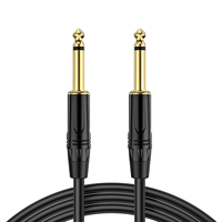 Kabel Audio Stereo Koaksial Jantan ke Jantan 1m 6.35mm untuk Amplifier Mikrofon Bass Gitar Elektrik