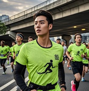 T-shirt à séchage rapide par sublimation Chemises de course promotionnelles personnalisées pour marathon en polyester - Product Image 6