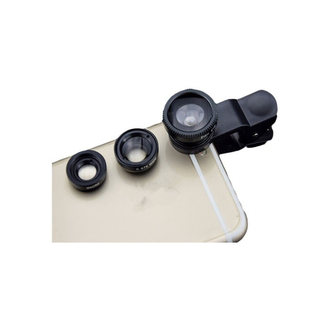 Macro Wide Angle Mobile Phone Camera 3 in 1 Clip-on Universal Kits Fish Eye Lens for Phone