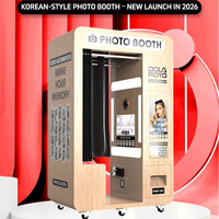 Cabina de Fotos Retro Disco con Impresora, Pantalla Táctil Interactiva, Máquina Expendedora de Selfies para Eventos en Centros Comerciales
