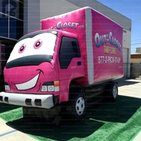 Camion de livraison gonflable géant rose réaliste de 6 m pour événements en plein air, foires, centres commerciaux et marketing de marque