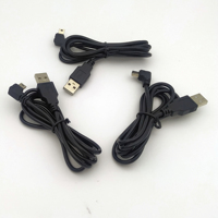 Kabel Data Pengisi Daya Mini USB 5Pin Bulat Warna Hitam untuk Ponsel, GPS, Kamera, DVR