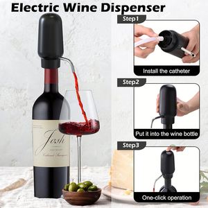 Ensemble 4-en-1 : Bouchon de vin en métal, coupe-capsule, tire-bouchon automatique, décanteur aérateur et ouvre-bouteille électrique rechargeable noir - Product Image 3