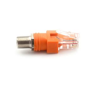 <span class=keywords><strong>Adaptateur</strong></span> <span class=keywords><strong>coaxial</strong></span> de type F RG6, connecteur RF mâle vers <span class=keywords><strong>RJ45</strong></span> femelle, avec contact en cuivre, soudure à sertir/à clipser, argent/or - Product Image 1