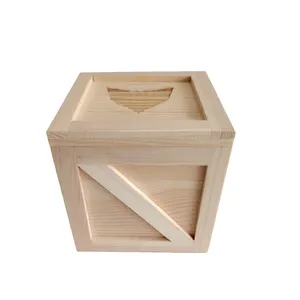 Petite boîte cadeau en bois de pin non fini, boîte de rangement en bois, bricolage, artisanat, coffre au trésor avec couvercle à charnières pour la maison, souvenirs, cachette - Product Image 4