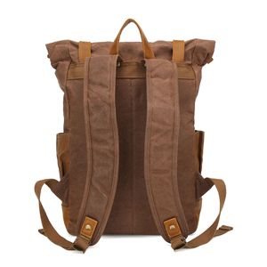 Sac à dos de voyage multi-poches en <span class=keywords><strong>toile</strong></span> cirée pour homme, sac à bandoulière pour ordinateur portable, bagage cabine - Product Image 5