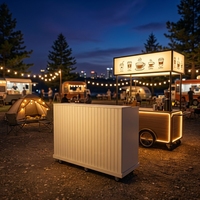 Chariot de bar mobile vintage en bois, comptoir portable en bois massif, kiosque de bar escamotable, table de bar à cocktails, armoire de rangement pour fêtes en extérieur