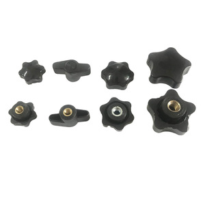 Boutons de serrage manuels en forme d'étoile avec tête en caoutchouc, inserts à filetage métrique, finition phosphate noire, pour fixation d'équipement et réglage flottant - Product Image 2