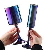 Ensemble de verres à vin en verre borosilicate haut de gamme soufflé à la main, irisé, pour flûtes à champagne, gobelets, design européen, coloré