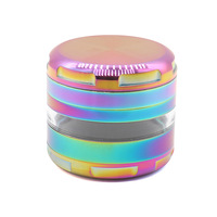 Nouvelle tendance 63 MM haute qualité logo personnalisé arc-en-ciel coloré broyeur en alliage de Zinc avec couche transparente pour prix de gros