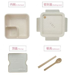 Bento Rice Husk Eco Wheat Straw Fiber <b>Lunch</b> Bag Soup Drinking Cup <b>Lunch</b> <b>Box</b> with Cutlery and Bag - Product Image 6
