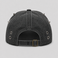 Großhandel: Gothic Punk Washed Baseball Cap mit Nieten, Spikes und Ösen – Individuelle Streetwear Trucker Dad Hat für Herren