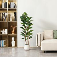 Plantes artificielles Ficus lyrata de 60 pouces, résistantes aux UV, faux arbre Ficus, plante artificielle Banyan pour la décoration intérieure