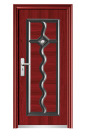 <span class=keywords><strong>Porte</strong></span> <span class=keywords><strong>de</strong></span> sécurité commerciale moderne en acier avec panneau latéral en verre et grille en acier inoxydable - Product Image 4